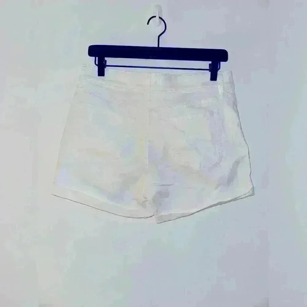 LOFT Stretch Mid Rise Denim Roll Shorts in White, Size 26 / Size 2, Worn Once - Picture 3 of 4